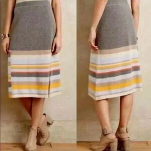 Moth Anthropologie Wool Striped Midi Knit Sweater Skirt